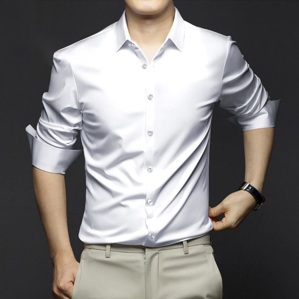 Long-sleeved Shirt For Men - Anti-wrinkle And Non-stretchable Professional Formal Wear - High-end Ice Silk Shirt_viptrois.com