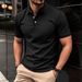 2026 Men's Casual Shirt - Solid Color Buttoned Short Sleeve T-Shirt With Double-sided Beads And Breathable POLO Style Shirt For Men_viptrois.com