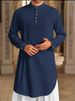 Men's Clothing Button Cotton And Linen Shirt Muslim Robe_viptrois.com