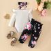 Mother&Kids Baby long sleeve triangle clothing + pants + headscarf 3 sets baby letter flying sleeve top flower pants_viptrois.com