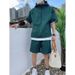 Men's Clothing New Loose Zipper Two Piece Suit Fashionable Solid Color Trend Shorts Suit_viptrois.com