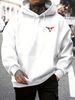 Men's Autumn And Winter Casual Fashionable Loose Hooded Sweatshirt With Geometric Bull Head Pattern Printed Warm Long Sleeved Pullover_viptrois.com