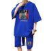 Men's Clothing Large Size Loose Waffle Casual Sports Suit Men's Summer Shorts Short Sleeved T Shirt Handsome Set_viptrois.com
