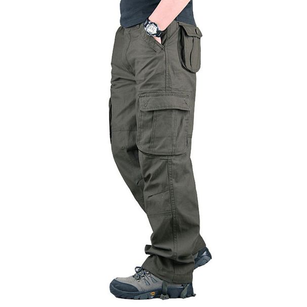 Men's Clothing Men's Outdoor Casual Trousers Large Size Straight Sports Pants Multi Pocket Loose Work Pants_viptrois.com
