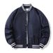 Men's Vintage Bomber Jacket - Solid Color Casual Pilot Coat With Zip Details, Lightweight Nylon Baseball Style Loose Fit Jacket For Autumn_viptrois.com
