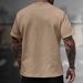 2026 New European And American Trendy Brand Men's Jacquard Textured T-Shirt, Casual Loose Fit, Solid Color, Round Neck,_viptrois.com
