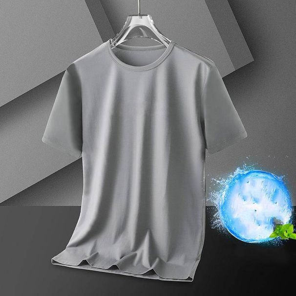 Ice Silk Modal Short-sleeved T-shirt For Men, Summer Thin Quick-drying Plsize Men's Top, Casual Half-sleeved Base Shirt_viptrois.com