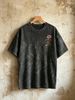 230g Vintage Washed Men Casual Tee Colorful Retro Rose Floral Print Short Sleeve Loose Daily Streetwear T-Shirt_viptrois.com