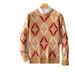 Nordmann Round Neck Wool Sweater Men Fashion Block Thickened Knitwear Loose Casual Cashmere Base Shirt Contrast Color Top_viptrois.com