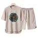 Men's Clothing 2024 Waffle Casual Summer Suit Loose Teen Short sleeved T shirt Shorts Handsome Two piece Suit_viptrois.com