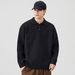 Retro Collar Knit Sweater – Oversized Pullover For Men (M-3XL, Polyester Blend, Minimalist Solid Colors)_viptrois.com