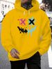 Men's Autumn And Winter Casual Fashionable Loose Hooded Sweatshirt With Smiling Face Pattern Printed Warm Long Sleeved Pullover_viptrois.com