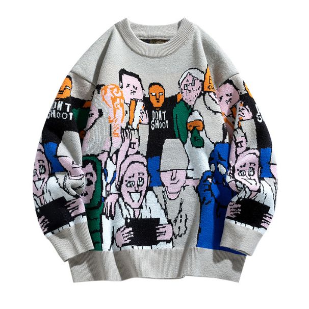 Shanggu Men's Personalized Trendy Loose And Lazy Style Relaxation Round Neck Inner Knitted Sweater For Men_viptrois.com