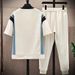 Men's Clothing Casual Sports Suit Set Waffle Short Sleeve Trend T-shirt Sets_viptrois.com