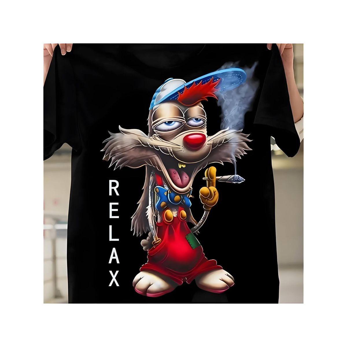 Camiseta Gráfica Dibujo Animado Humorístico Hombres - Diseño Relajado Gorra Azul Detalles Dorados, Tela Suave Elástica,_viptrois.com