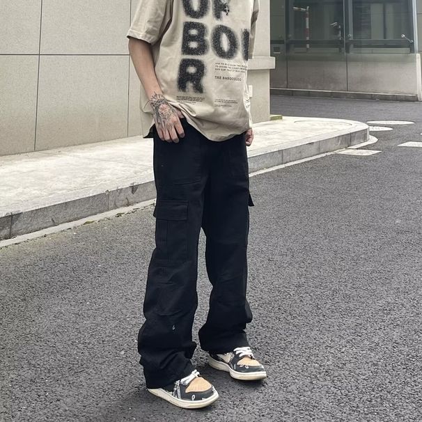 American Style Cleanfit Large Pocket Cargo For Men 2025 New Paratrooper Loose Versatile Straight Casual Pants_viptrois.com