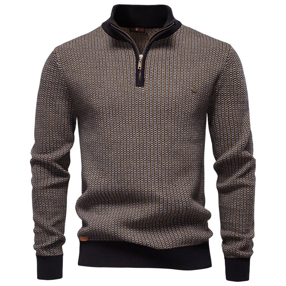 Pure 2025 Autumn Wintr Nw Europan Siz Cross-Bordr Thicknd Mn's Half-Zip Stand Collar Businss Casual Swatr_viptrois.com