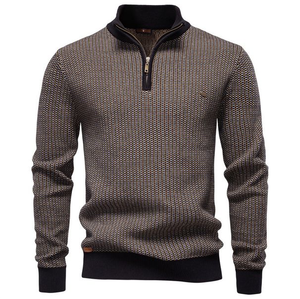 Pure 2025 Autumn Wintr Nw Europan Siz Cross-Bordr Thicknd Mn's Half-Zip Stand Collar Businss Casual Swatr_viptrois.com