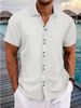 Men's Clothing Lapel Bamboo Linen Short Sleeved Shirt Loose Casual Jacquard Shirt_viptrois.com