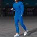 Men's Clothing Solid Color Waffle Knit Long Sleeve T-Shirt Pants Set Lightweight, Breathable, Casual (Khaki, White, Black, Blue, Gray) - S-XXXL_viptrois.com