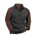 Men's Tactical Fleece Pullover – Zip-Up Stand Collar Sweater – Color Block Streetwear (S-XXXL)_viptrois.com