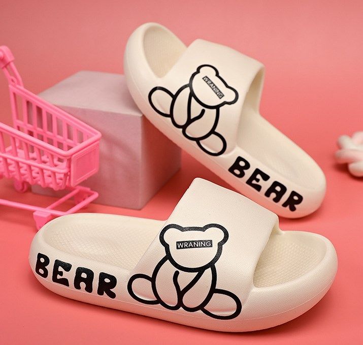 Mother & Kids Children's Slippers Wholesale New Bear Soft Sole Anti-Slip Casual Thick Soled Simple Boys and Girls Home Slippers_viptrois.com