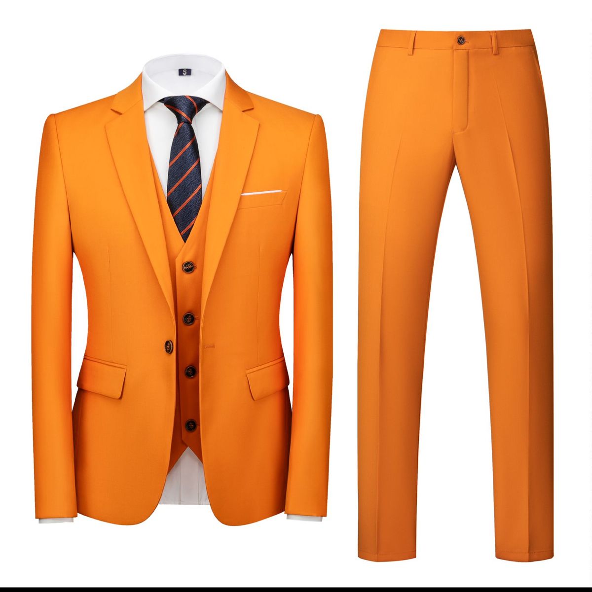 Men's Casual European And American Business Professional Suit, Groom And Best Man Wedding Banquet Three-piece Suit + Waistcoat + Trousers_viptrois.com