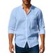 2025 Spring And Autumn Linen Shirt, Long-sleeved Stand-up Collar Breathable Casual Men's New Chinese-style Pocket Shirt_viptrois.com