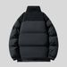 Unisex Winter Corduroy Padded Jacket - Thickened Warm Coat With Stand Collar, Color Block Design, Loose Fit For Men And Women_viptrois.com