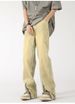 Men's Slightly Flared Loose Straight Leg Jeans High Street Style Summer Vibe Design Zipper Trousers_viptrois.com