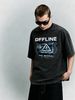 Offline Warning Triangle Heavyweight Washed Graphic T-Shirt Men's Oversized Streetwear Tee_viptrois.com