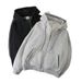 Unisex Zip-Up Hoodie – Oversized Streetwear Fleece Lined Sweatshirt With Drop Shoulder (M-5XL, Black/Grey, Regular & Fleece Lined Options)_viptrois.com