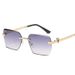 Sunglasses For Women Rimless Cut Edge Sunglasses Concave Metal Polygon For Men Trend Leopard_viptrois.com
