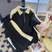 Men's Clothing Waffle sports suit summer men's clothing color matching lapel short sleeved T shirt set with handsome casual shorts_viptrois.com