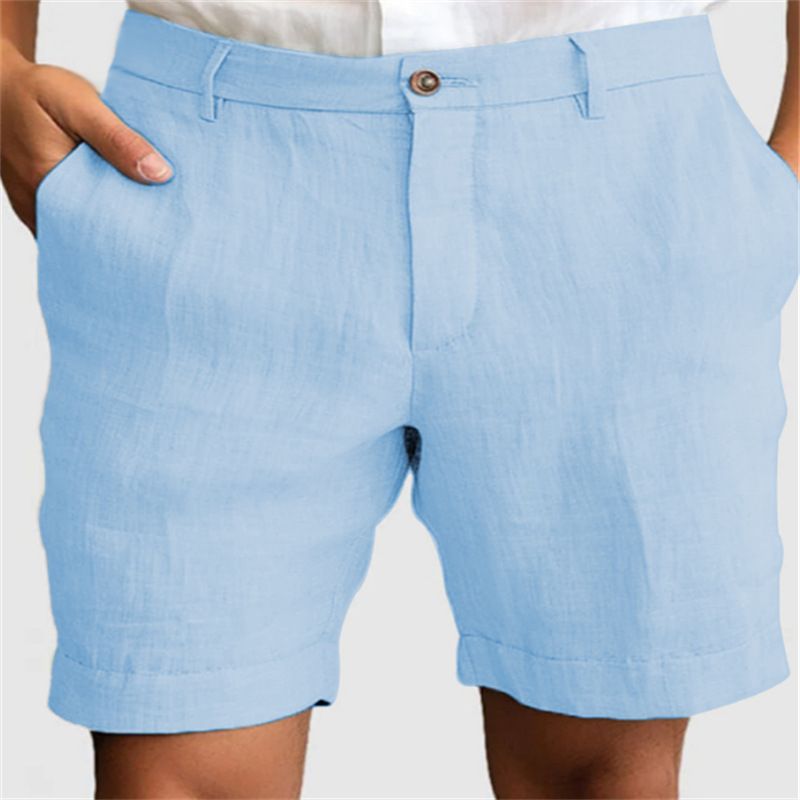 Men's Clothing Summer Breathable Solid Color Outdoor Leisure Zipper Button Shorts_viptrois.com