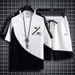 Men's Clothing Waffle Casual Suit Men's Summer Youth Large Size Men's Sports Short Sleeved Shorts Set 1/2 Piece_viptrois.com