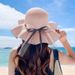 Grass Women's Summer Korean Versatile Protection and Sunshade Fashion Wave Dot Bow Ribbon Sun Beach Hat Women_viptrois.com
