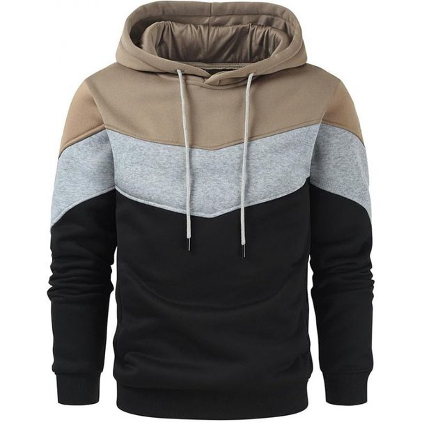 Men's Clothing Men's Color Block Hooded Sweatshirt | Casual Pullover Sportswear | Loose Fit Long Sleeve Zip-Up Hoodie For Spring & Autumn_viptrois.com