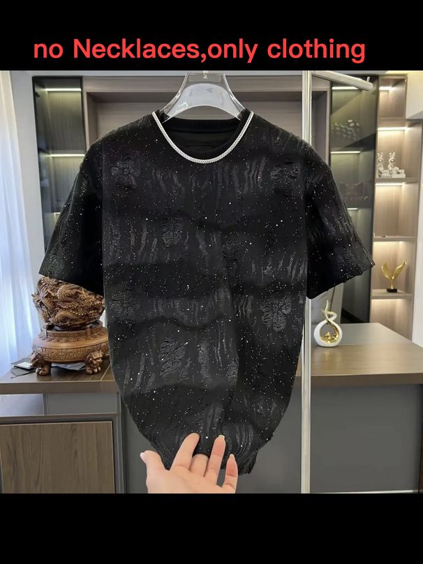 Men’s Clothing Starry Sky Hole T-Shirt - Light Luxury Summer Short Sleeve Casual Top_viptrois.com