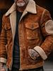 Men's Fleece Lined Zip-Up Jacket With Lapel Collar - Winter Warm Business Casual Coat For Middle-Aged Gentlemen (S-XXXXL, Coffee Brown)_viptrois.com