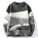 New Product Fashion Knitwear Pullovers Youth/Men Acrylic Round Collar Splicing Jacquard Long Sleeve Straight Type Thick Sweater_viptrois.com