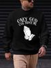 Men's Loose, Casual, Fashionable Prayer Gesture Printed Round Neck Long Sleeved Sweatshirt For Autumn And Winter_viptrois.com