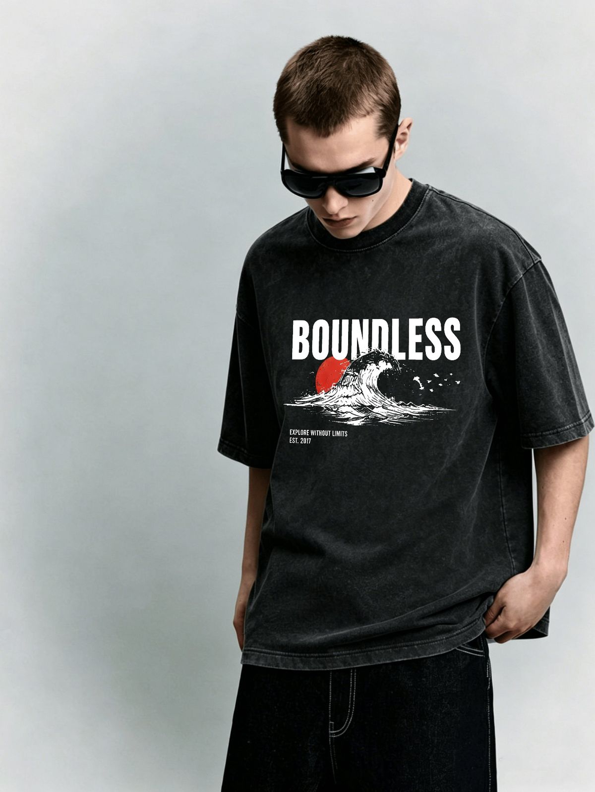 Men's Clothing Light Luxury T Shirt Short Sleeve Japanese Wave Sun Letter Printing Round Neck T-Shirts_viptrois.com