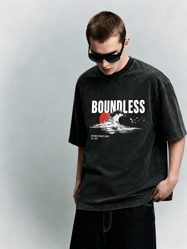 Men's Clothing Light Luxury T Shirt Short Sleeve Japanese Wave Sun Letter Printing Round Neck T-Shirts_viptrois.com