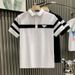 Men's Clothing Black And White Striped Lapel Light Luxury T Shirt Short Sleeved Polo Shirt Handsome Versatile Clothes_viptrois.com
