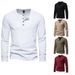Men's Color Block Four Button Henry Long sleeved T-shirt D32_viptrois.com