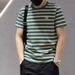 Short Sleeved Striped T-shirt Men's Summer Round Neck Pullover Casual Half Sleeved Top Artistic Youth Slim Fit Trend Base Shirt_viptrois.com