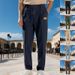 Men's All-Season Slim-Fit Chino Pants – Lightweight Polyester With Adjustable Drawstring (S-3XL, 6 Office-to-Weekend Colors)_viptrois.com
