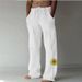 Men's Clothing New Mid Waist Printed Loose Casual Cotton And Linen Trousers_viptrois.com