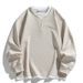 "Men's Contrast V-Neck Waffle Sweatshirt – Oversized Two-Tone Pullover With Drop Shoulder (Black/Grey/Khaki, M-3XL)"_viptrois.com